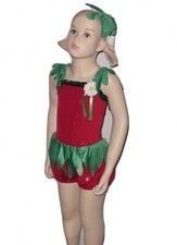 Tutti Fruiti Child X-Small Dance Tap Costume RED Flower Romper  Headdress