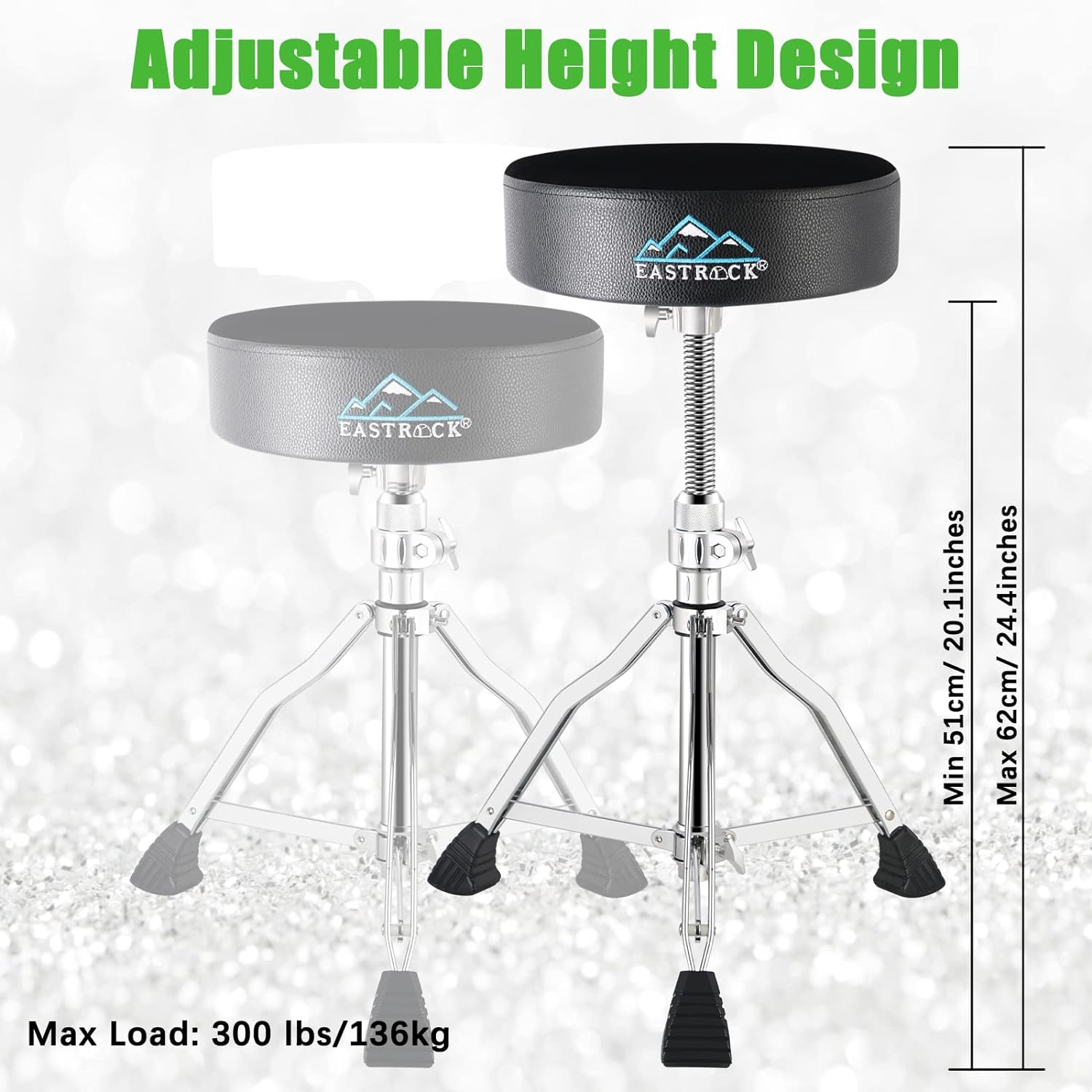 EASTROCK Drum Throne Drum Chair Drum Stool Seat Adjustable Height