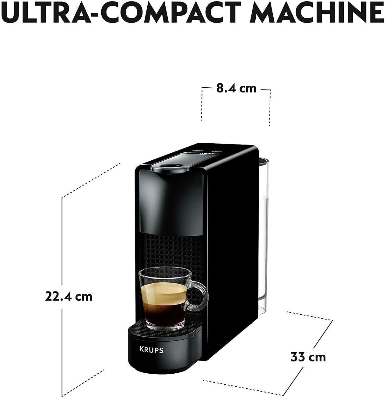 Nespresso Essenza Mini Pod Coffee Machine by Krups Black. Without