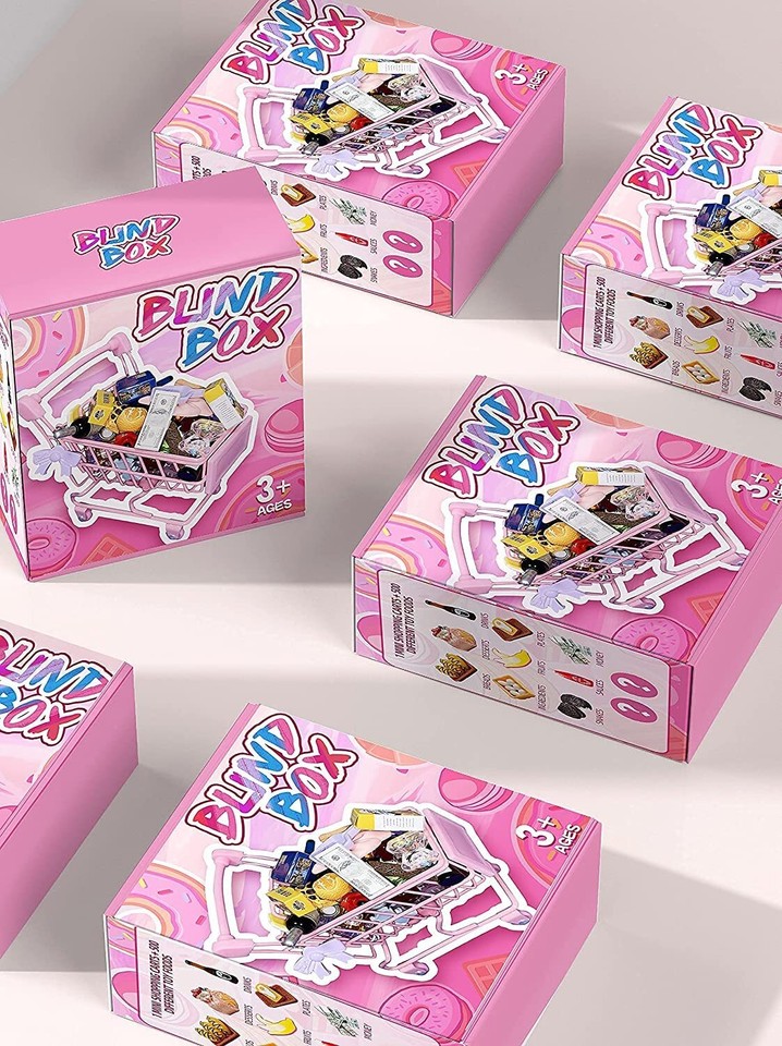 Mini Shopping Cart, Mixed Pretend Play Food with Mini Grocery Food