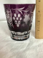 🎄AJKA MARSALA Cut to Clear Amethyst Purple Crystal Whiskey Glass Tumbler