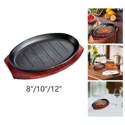 Cast iron steak griddle, oval grill pan for restaurant cooking