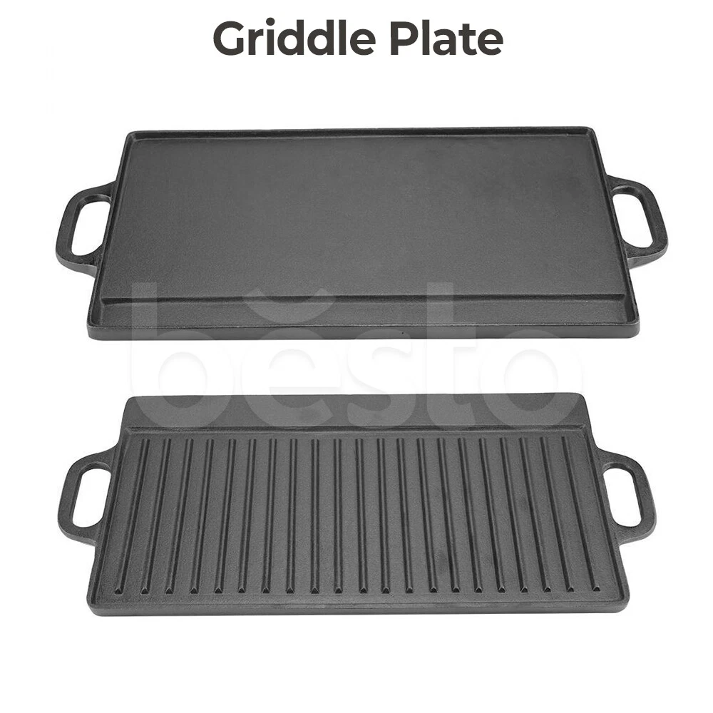 45cm Griddle Plate Cast Iron Reversible BBQ Skillet Fry Pan Grill Double Sided
Opens in a new window