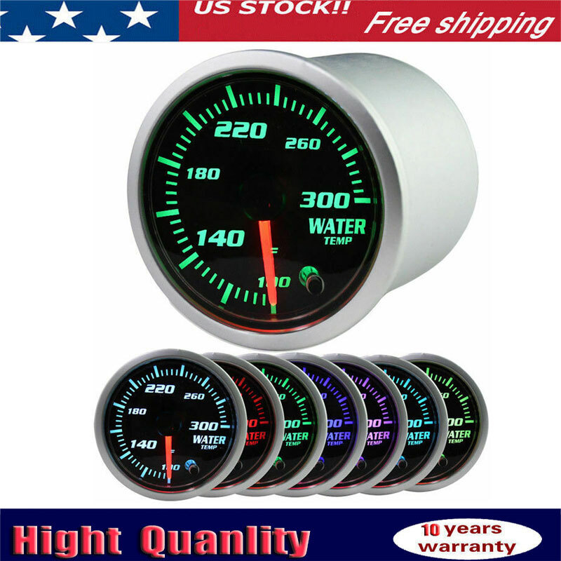 Universele watertemperatuurmeter 2 inch 52 mm auto blauwe LED digitale watertemperatuur Fahrenheit-meterset met temperatuursensor zwart