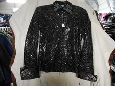 Rhc Equestrian Show Shrt Jacket Black Sequins With Silver Overlay