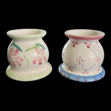 2 HAND PAINTED POTTERY VASES