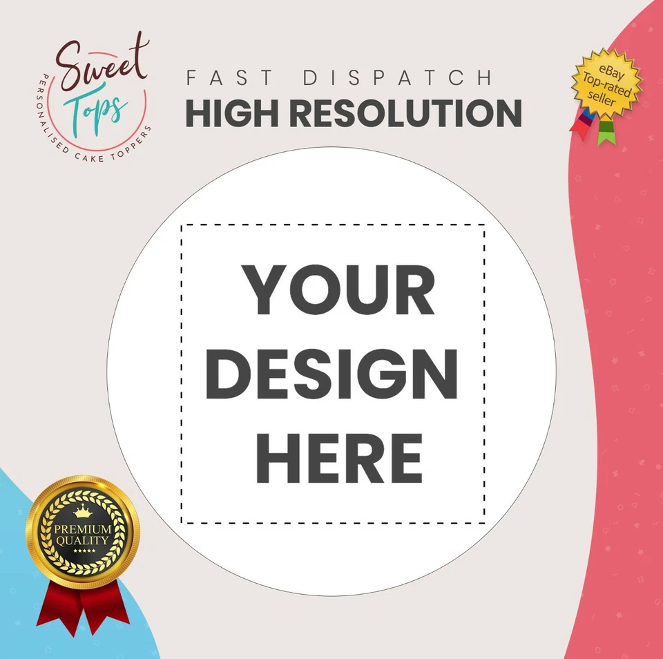 Custom Design Personalised Round Edible Birthday Cake Topper Cake Decoration - Image 1 of 4