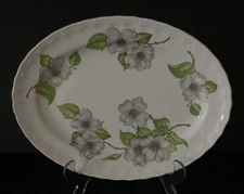 Pope Gosser Dogwood Oval Serving Platter 11 x 8.5” Floral Design  #3191 Rare