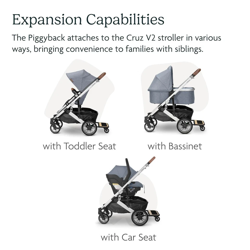 Tabla de paseo UPPAbaby Piggyback para modelos de cochecito Cruz, negra/marrón Foto 4 de 4