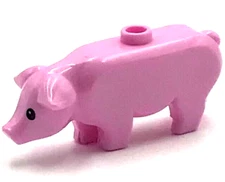 Lego New Bright Pink Pig with Black Eyes White Pupils Farm Animal