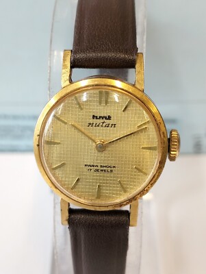 HMT NUTAN 17 JEWELS WINDING GOLD DIAL 100187 INDIA WOMEN FULL WORKING 