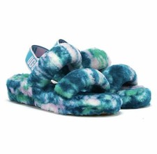 UGG Australia NEW Oh Yeah Slide Sandals Marble Aquatic Blue Turquoise Women's 10