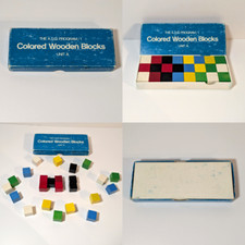 Vintage 1969 Wooden Blocks Color Counting Cubes, A.D.D. Program 1, Original Box