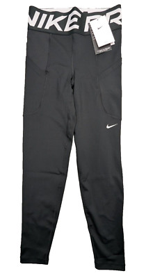 Nike Pro Training Pants Ladies XS 24W 25L Black Tight Fitness High Rise Dri-Fit