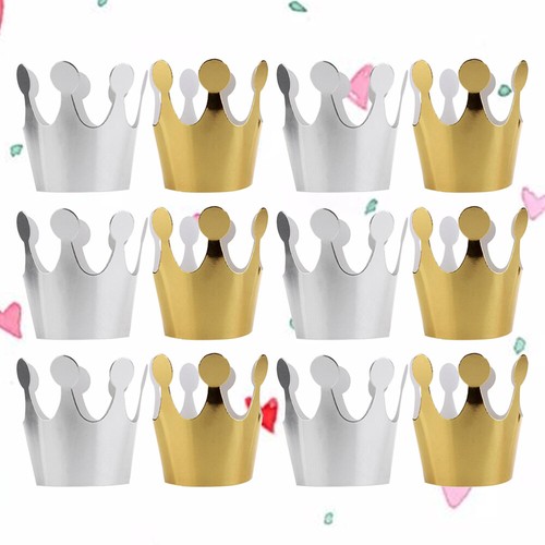 12 PIEZAS Sombreros de Corona de Papel Coronas de Cumpleaños para Niños Decoraciones de Fiesta - Imagen 11 de 12