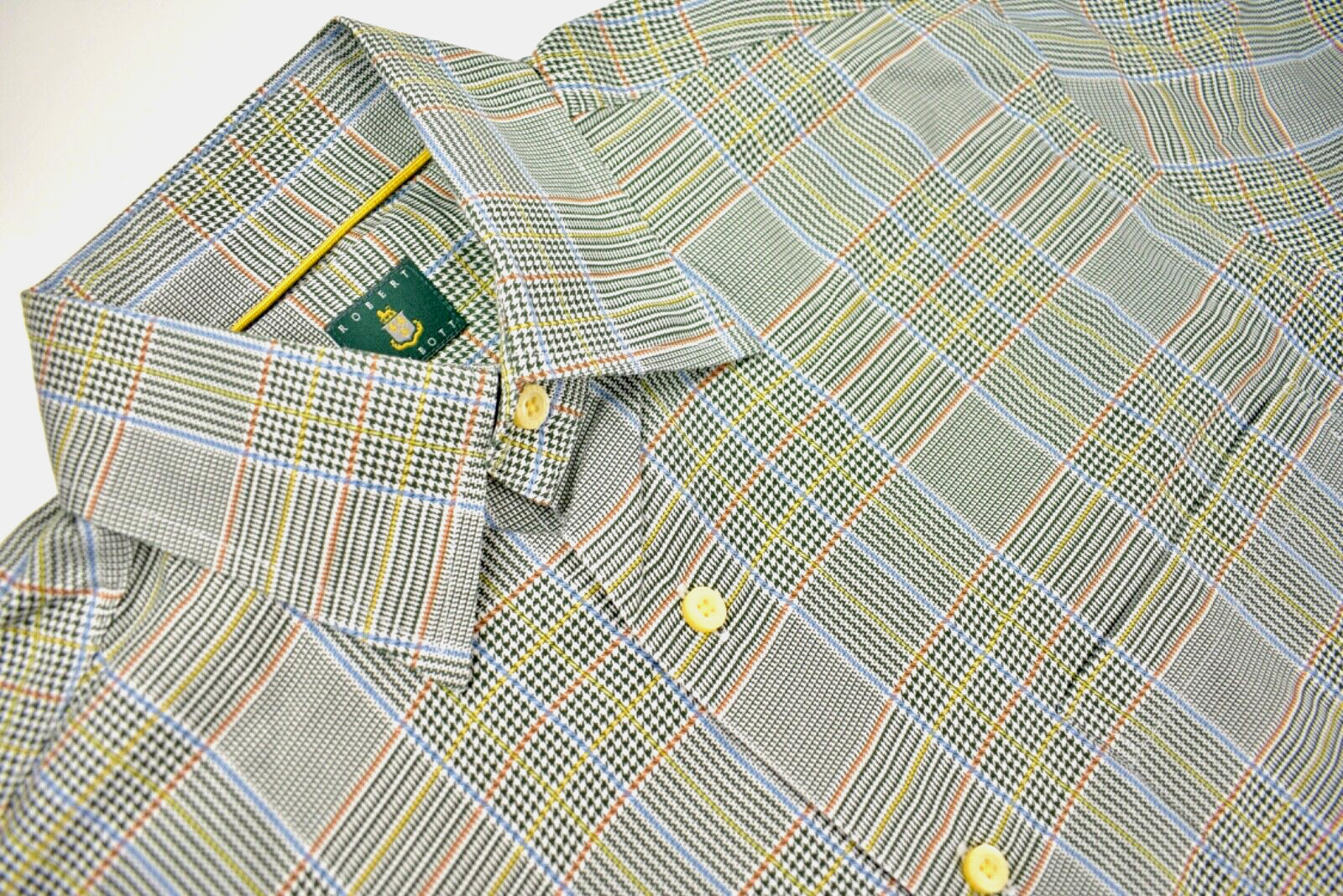 Robert Talbott Green Plaid Button Down Collar 100… - image 1