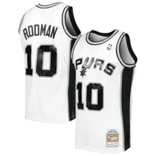 100% Authentic Dennis Rodman White San Antonio Spurs Swingman Jersey Throwback