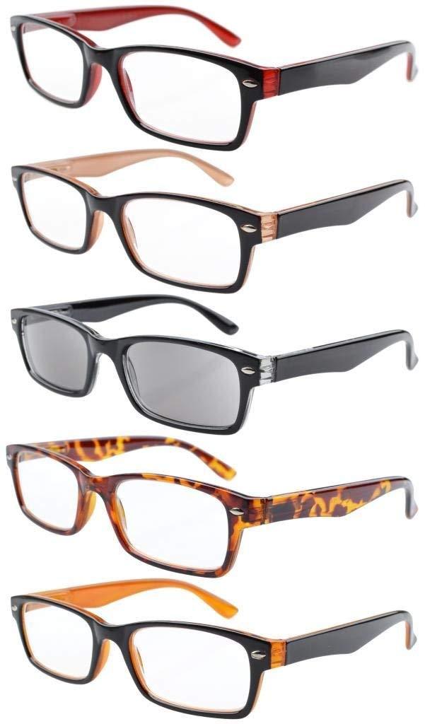 Reading Glasses 5 Pack Men Women Reader Retro Eyeglasses Spring Hinge Sunglasses-image