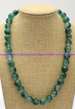 10mm Natural Green Jade Round Gemstone Beads Jewelry Necklace 18 Inch