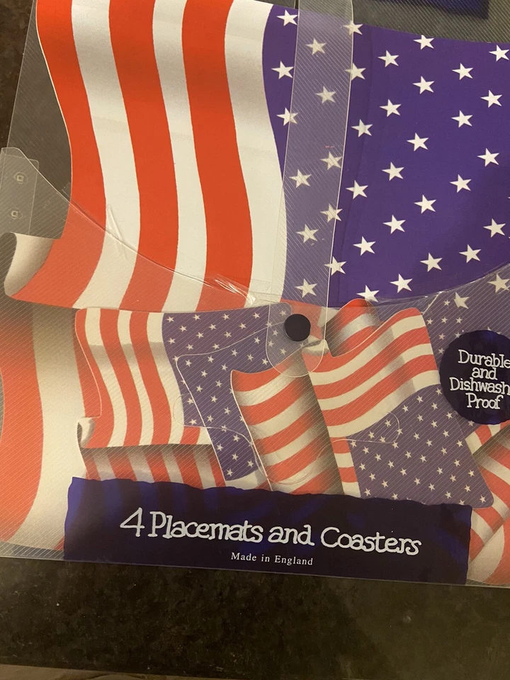 Pimpinela Compañeros de Mesa Bandera Americana 4 Manteles y Posavasos Patriótico Nuevo Foto 4 de 4