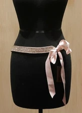 STREETS AHEAD Size S SWAROWSKI Crystal Leather Sash Belt Pink Wedding Bridal NEW