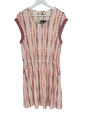 Matilda Jane Women's A-Line Dress Colorful Cap Sleeve Pockets Stretch Size M