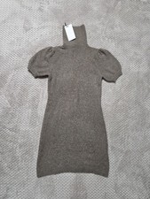 Ladies Zara Mini Knit Jumper Dress NWT Short Sleeve Brown Size Medium