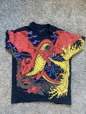 Liquid Blue Shirt Red Dragon vs Knight Size Medium Reprint
