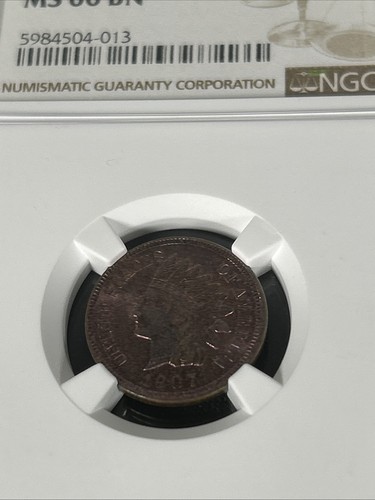 1907 Indian Head Cent 1C NGC MS 66 BN No Reserve Auction - Picture 3 of 9