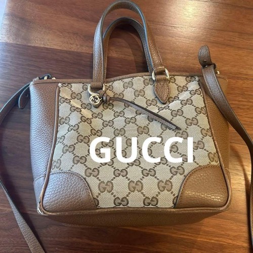GUCCI 2-Way Handbag/Shoulder Bag GG Canvas Beige Brown 449241