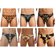 Men Swimsuit Quick Dry Swim Briefs Carnivals Swimwear With Drawstring Bikini