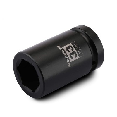 MIXPOWER 1 Inch Drive Deep Impact Socket, CR-MO, 33mm, 6 33mm (1 Piece) 