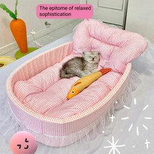 Plush Princess Pet Sofa Bed for Cats Small Dogs Pink 60x40