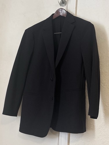 New Theory Black 2btn Stretch Tech Poly Sportcoat Blazer 36 S Short