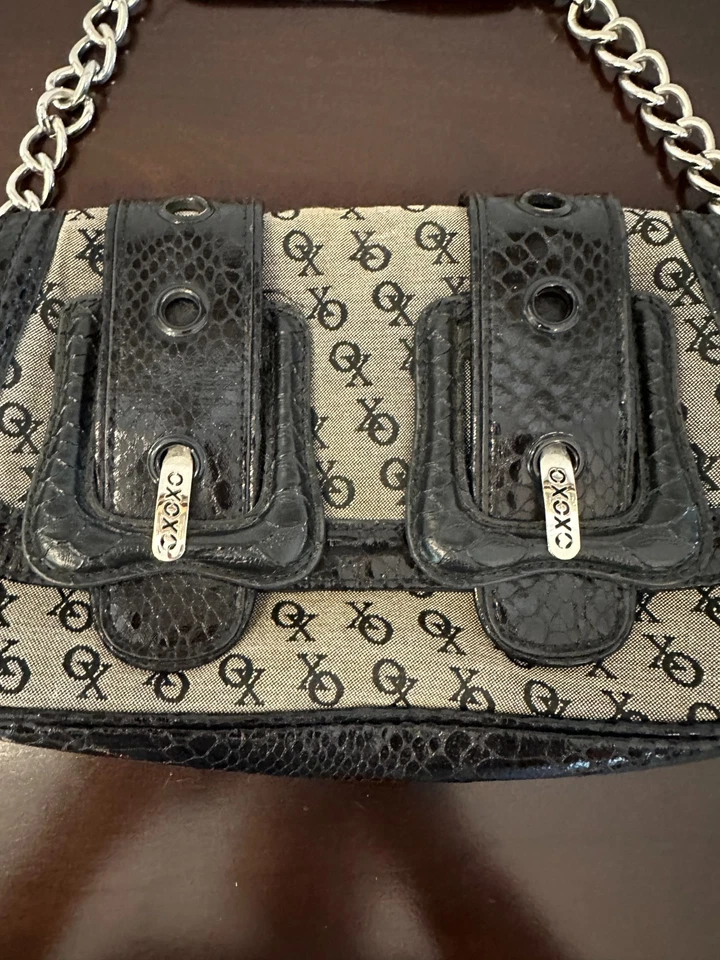 Vintage Small Black & Gray White  XOXO Handbag Purse Inside Pockets Y2K - Image 3 of 4
