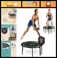 Indoor Rebounder Trampoline with Handle Bar  Jump Counter - 40" Foldable Bungee