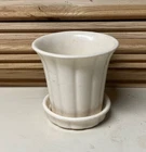 Vintage Nelson McCoy 1940's White Vertical Panels Flower Pot Marked NM