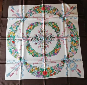 GUCCI Foulard en soie botanique à fleurs blanc rose multicolore femme