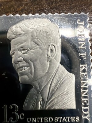Commemorative .925 Sterling Silver Stamplate John Kennedy  .13 Cents Wt. 2.25g