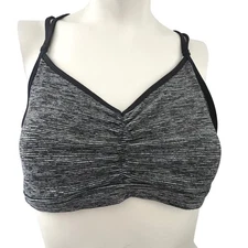 Old Navy Active Sports Bra Go-Dry Light Support Black Gray Striped L Gym Yoga