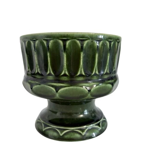 VTG McCoy Floraline Pottery Rare 575 Large Green Pedestal Planter 6.25 Diameter