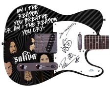 Saliva Signed Custom Graphics Photo Guitar ACOA