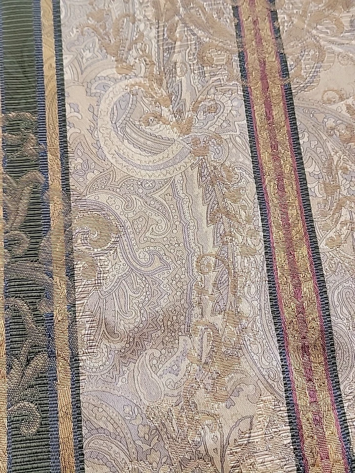 CROSCILL CASA ADOSADA VERDE ORO BORGOÑA RAYAS PANEL FLOR CORTINA 40"X86"  Foto 3 de 4