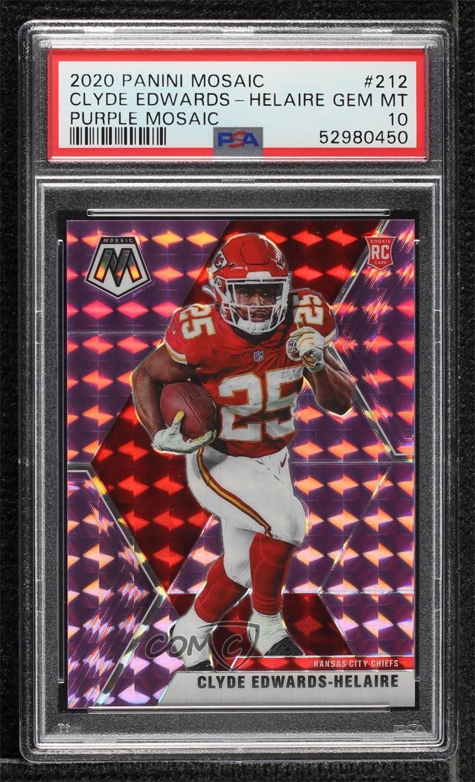 2020 Mosaic Purple Prizm 11/49 Clyde Edwards-Helaire #212 PSA 10 Rookie RC 14do