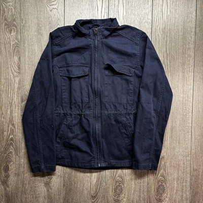 Gap Mens Medium Navy Blue Cotton Twill Utility Field Jacket Mock Neck