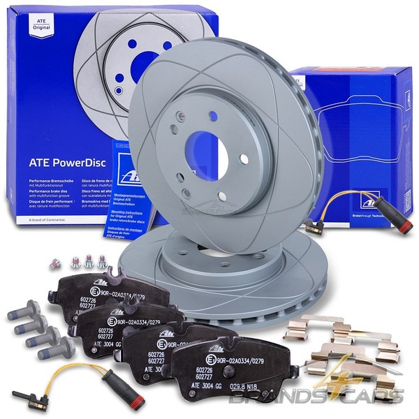 ATE Powerdisc Bremsscheiben +BelÄGe+Wk Vorne FÜR Mercedes C-KLASSE W203 CLK C209-image