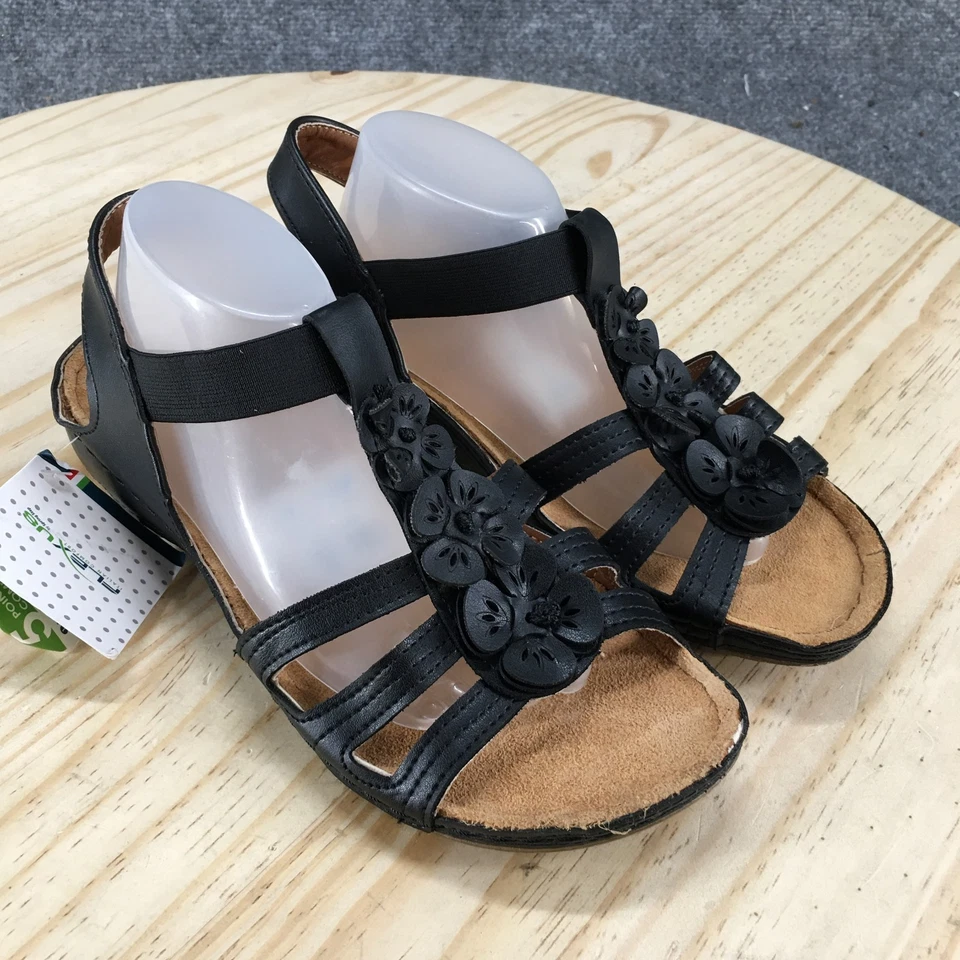 NEW Flexus By Spring Step Sandals Womens 6 Adede Casual Slingback Flats Black - Image 3 of 4