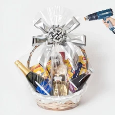 6 Pack 40x48 inch Extra Large Clear Cellophane Wrap Basket Bags for Gifts