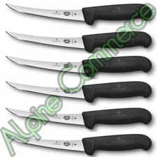 *6-Knives" Victorinox Fibrox Curved Boning Black TPE Handle 6" Blade 5.6603.15