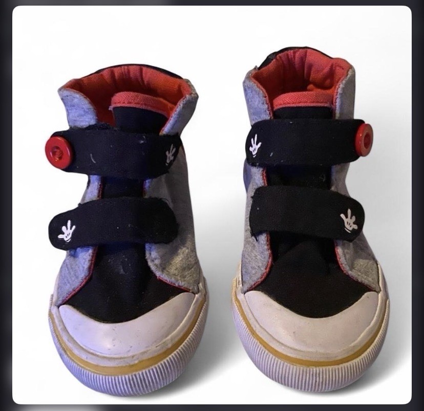 Disney Mickey Mouse High Top Unisex Kids Canvas Shoes Black Red Gray Hook & Loop